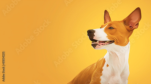 Captivating Digital Illustration of a Cheerful Basenji Canine photo
