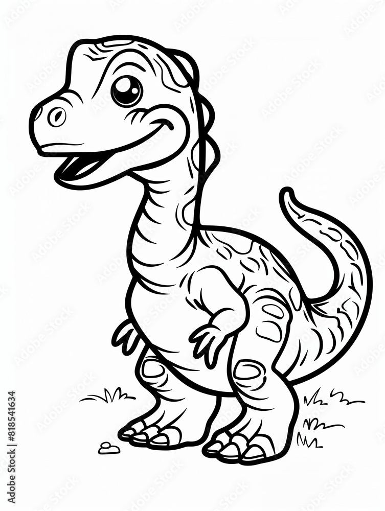 Obraz premium Dino Friends Coloring Fun, cute dinosaurs, wildlife