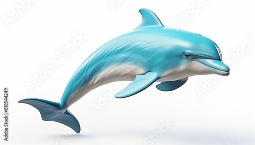Dolphin isolated on white background flat design ocean theme 3D render complementary color scheme