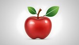 An apple icon with red fruit and green leaves upscaled_3