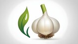 A garlic icon with white bulbs and green stem upscaled_7