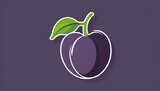 A plum icon with purple fruit and a green stem upscaled_6
