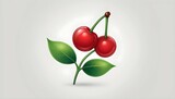 A red cherry icon with a stem and green leaves