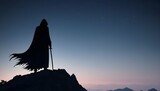 The grim reaper standing atop a mountain peak his upscaled_7
