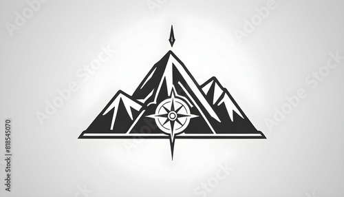 A mountain icon with a compass rose indicating dir upscaled_4 1 photo
