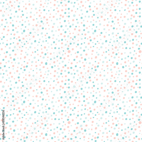 Polka dot shapes tender seamless pattern. Pink and blue delicate dotted pattern. Design in pastel colors for paper, cover, fabric, interior decor, textile