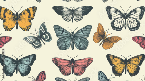 Butterflies pattern. Seamless repeating print moths