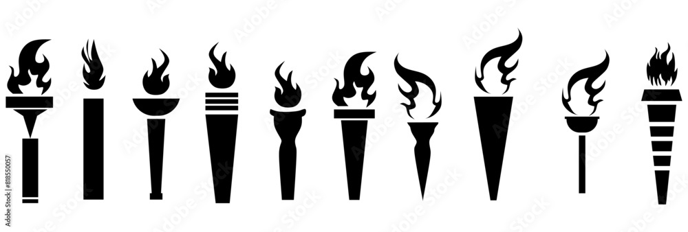 fire torch icon set fire torch icon set