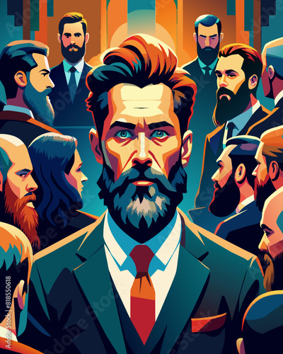 Stylish Bearded Man in Suit with Urban Background