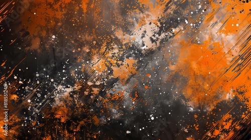 Intense grunge background with vibrant orange highlights, white scuffs, and bold black splatters, perfect for edgy compositions © Paul