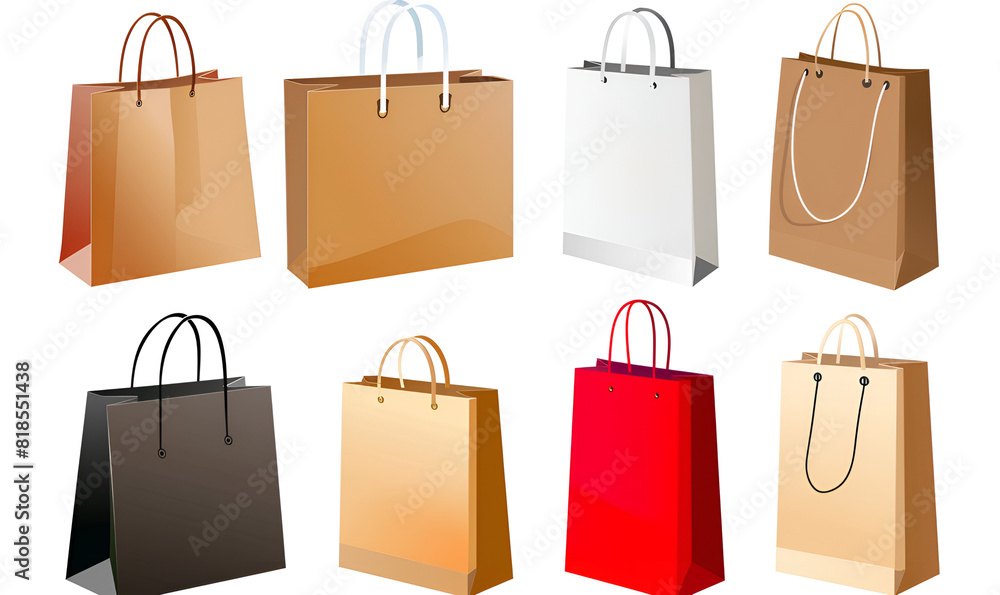 Few different shopping bags Colourful paper shopping bags on white background Few different shopping bags Colourful paper shopping bags on white background