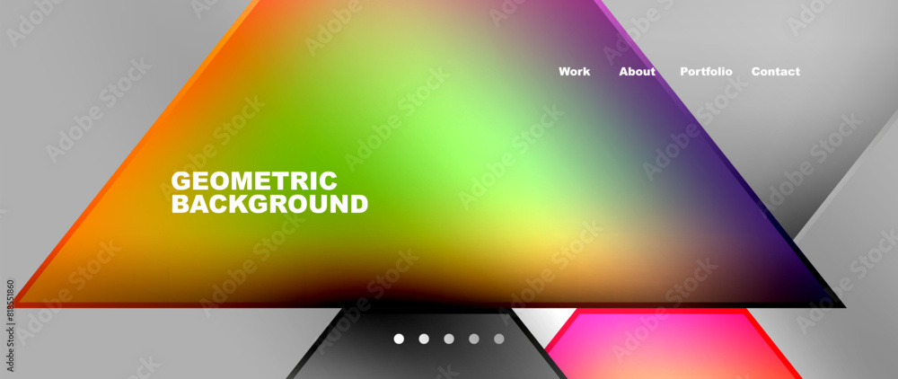 Metal triangles with colorful bright triangles. Geometric modern minimalist design template Metal triangles with colorful bright triangles. Geometric modern minimalist design template