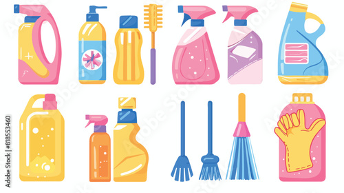 Cleaning supplies Four . Home chemical detergent in b