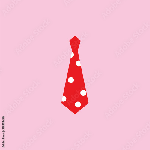 Red Tie Polkadot on pink background. Vector illustration