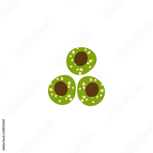 Malaysian Hari Raya Cookies, Biskut Pandan Nutella on white background. Vector illustration