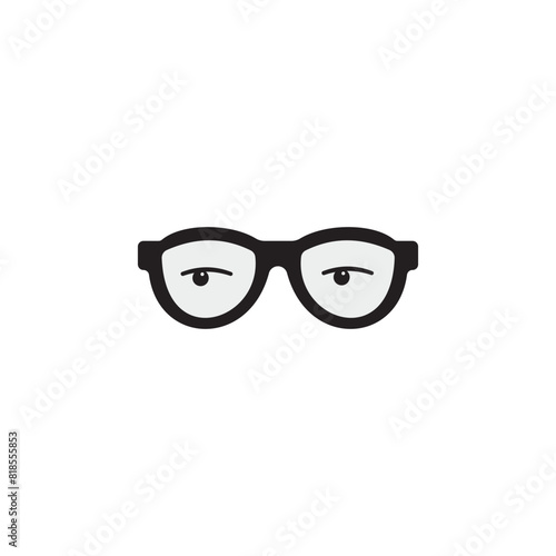 Eyes with Glasses on white background. Vector illustration