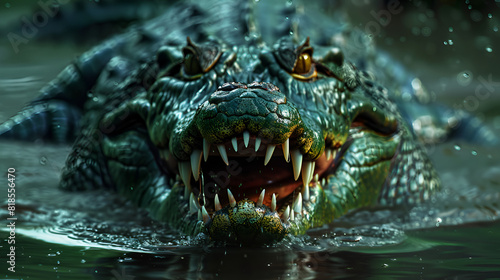 angry crocodile background wallpaper chasing prey  Aggressive Alligator  Generative AI 