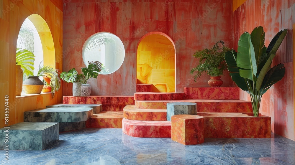 Obraz premium A modern take on a Mexican piñata, with simple geometric shapes