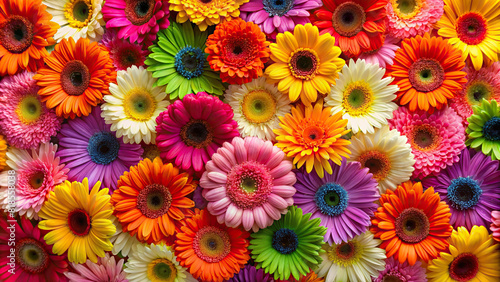 A close-up of colorful gerbera daisies arranged in a heart shape, radiating happiness and positivity