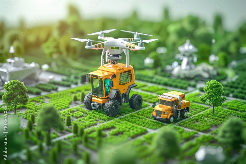 Smart drone irrigation spray for futuristic farm landscape, agricultural white isometric vector analysis for modern farming, soil digital transformation and water conservation Smart drone irrigation spray for futuristic farm landscape, agricultural white isometric vector analysis for modern farming, soil digital transformation and water conservation