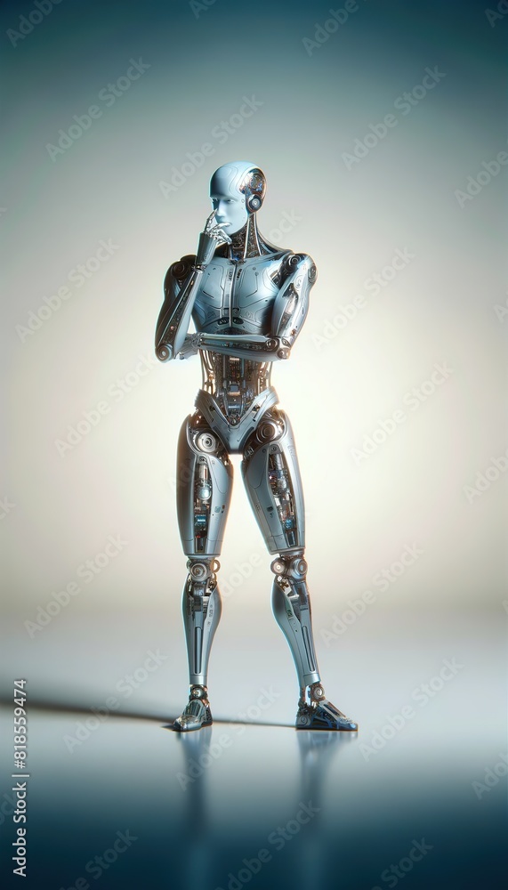 Android robot, pose 13. The robot thinks Android robot, pose 13. The robot thinks