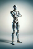 Android robot, pose 12. Robot with your hands crossed on your chest