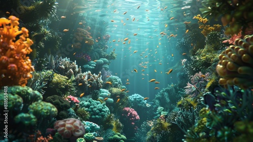 Illustration   underwater habitats populated by genetically modified organisms