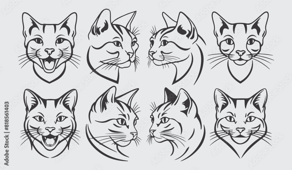 Hand Drawn Cat Silhouette Vector Collection