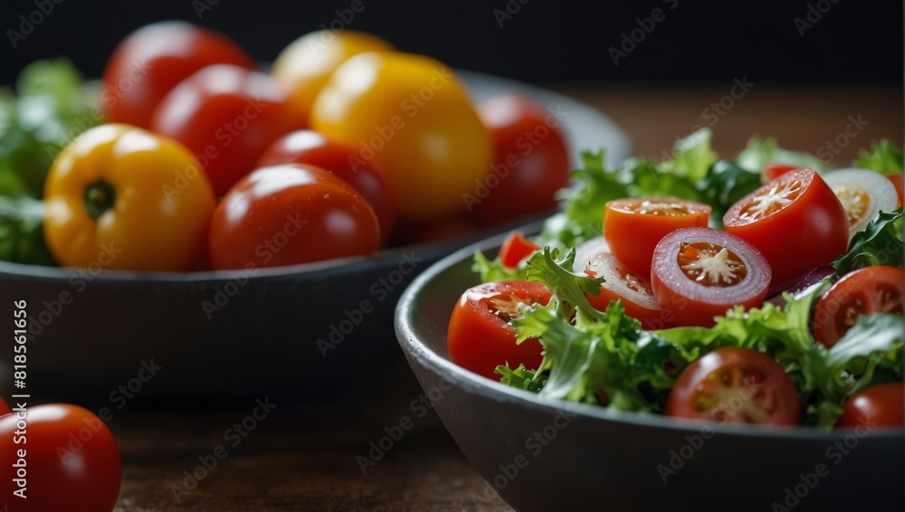 A bowl of a salad with tomatoes, peppers and onions,. A bowl of a salad with tomatoes, peppers and onions,.
