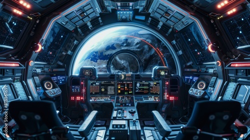 Fototapeta Naklejka Na Ścianę i Meble -  Illustration,  artificial gravity technology aboard spacecraft