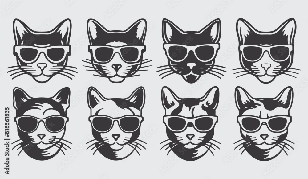Hand Drawn Cat Silhouette Vector Collection Hand Drawn Cat Silhouette Vector Collection