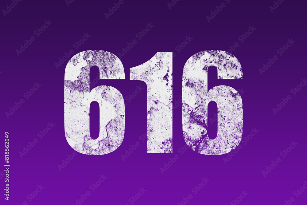 flat white grunge number of 616 on purple background. flat white grunge number of 616 on purple background.