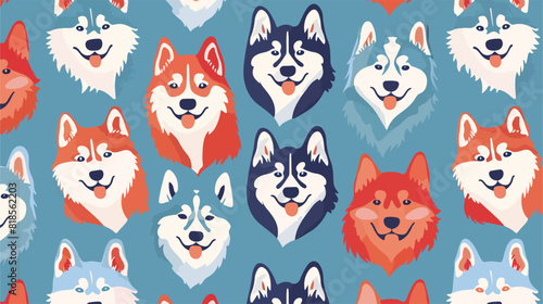 Cute dogs pattern. Seamless canine background with fu