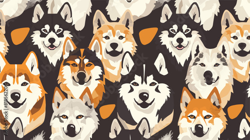 Cute dogs pattern. Seamless canine background with fu