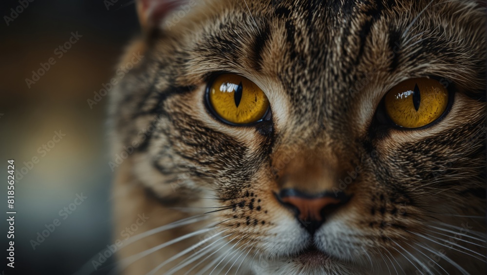 A close up of a cat's face with yellow eyes,. A close up of a cat's face with yellow eyes,.