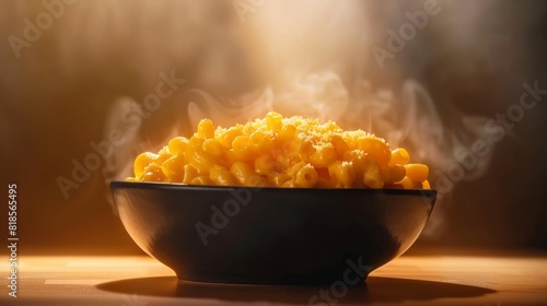 Front view fragrant mac and cheese with spotlight for advertise and presentation photo