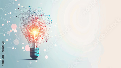 light bulb illustration With Digital Dots in White Background, innovation and new idea Concept 