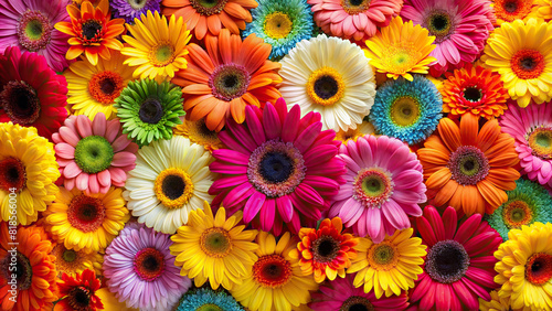 A close-up of colorful gerbera daisies arranged in a heart shape, radiating happiness and positivity