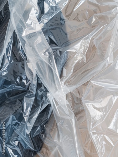Close-up ropa de plÃ¡stico transparente, tendencia upcycling