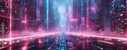 A cyber music festival with neon lights and hightech equipment  exploring futuristic cityscapes  Cyberpunk  Digital Art3