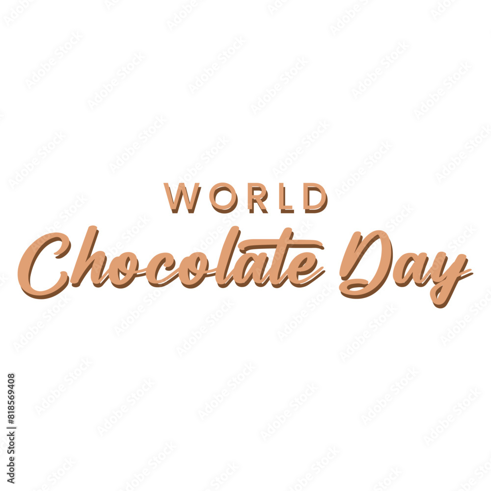 Obraz premium Happy chocolate day handwritten text isolated on white background for World Chocolate Day.