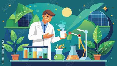 Modern Scientist Conducting Experiments in a Vibrant Laboratory