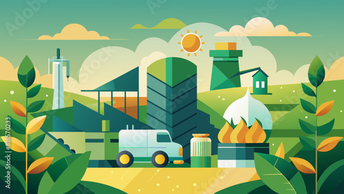 Sustainable Energy and Waste Management Illustration in Green Technology Concept