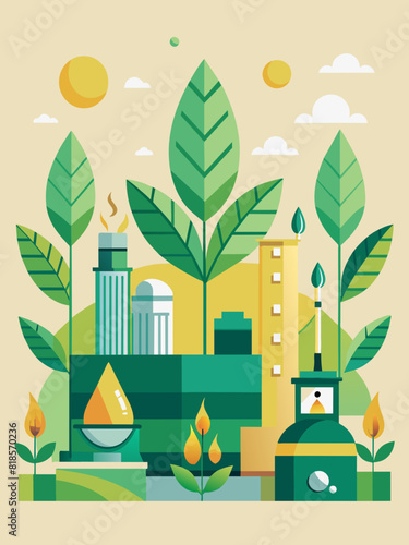 Sustainable Energy and Eco-Friendly Industrial Landscape Illustration