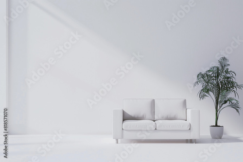 white sofa on plant against plain white background