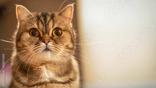 Süße Britisch Kurzhaar Katze Gesicht blickt in die Kamera Nahaufnahme, ai generativ photo