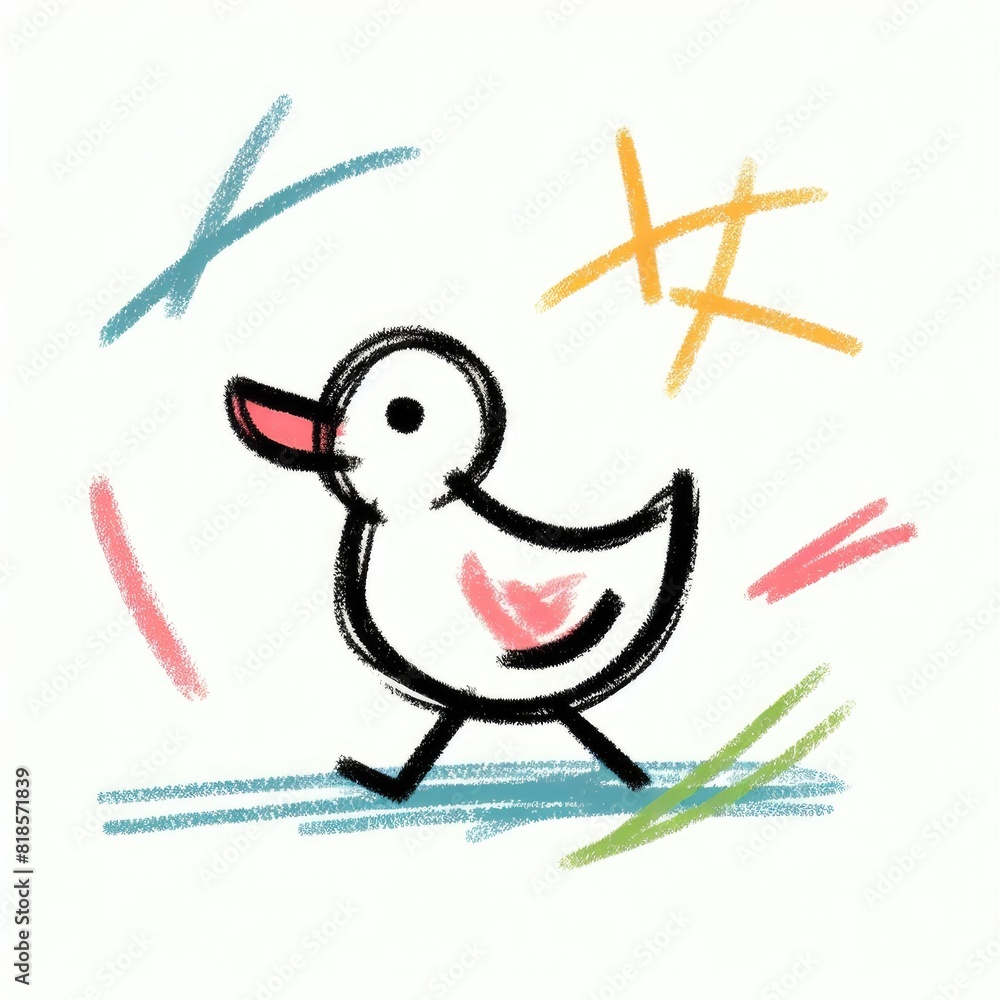 Young Child Drawing a Very Cute and Adorable Duck Young Child Drawing a Very Cute and Adorable Duck