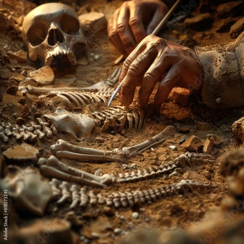 Ancient Bones Carefully Unearthed A D Rendered Excavation Site in the World of Paleontology