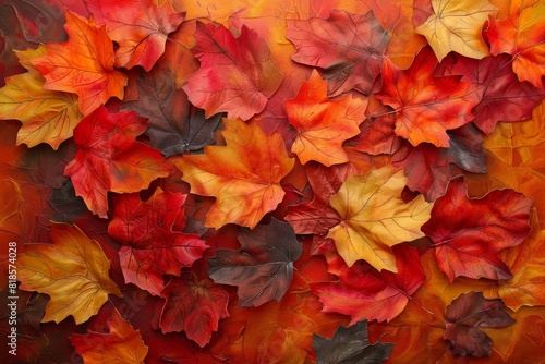 A collection of brightly colored autumn leaves in warm shades of orange  red  and yellow  capturing the essence of the fall season.