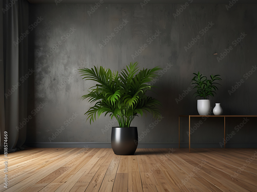 3d empty interior with home plant 3d empty interior with home plant
